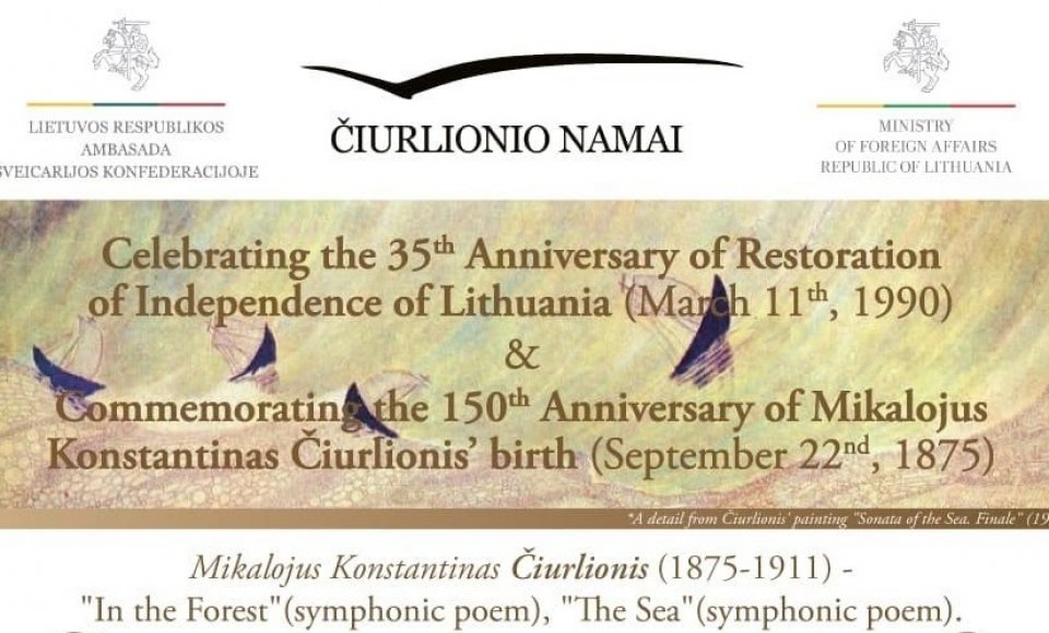 Embassy of Lithuania to the Swiss Confederation invites to a special concert in Bern dedicated to...